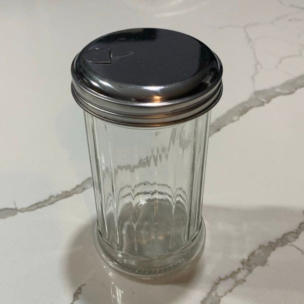 Vintage Halco USA Clear Glass Silver Top Diner Sugar Pouring Dispenser